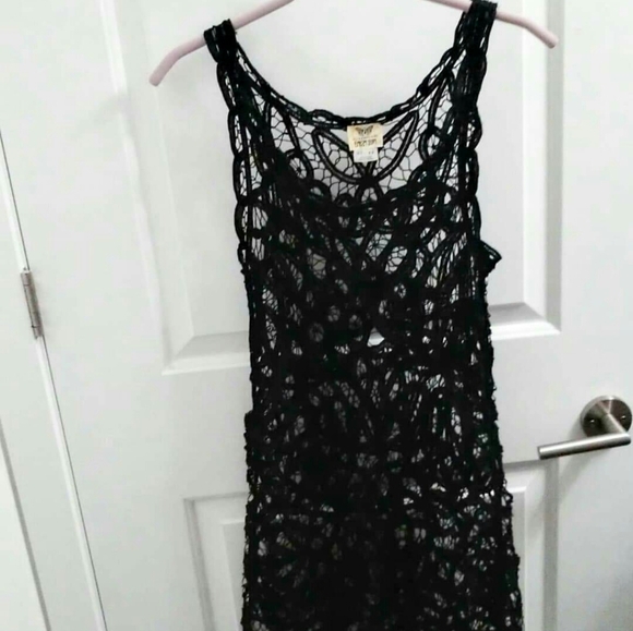 Free people black lace dress swim cover up xs - Picture 2 of 4